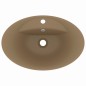 vidaXL Lavabo lujoso con rebosadero cerámica crema mate 58,5x39 cm vidaXL Lavabo lujoso con rebosadero cerámica crema mate 58,5x39 cm