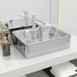vidaXL Lavabo con orificio para grifo 48x37x13,5 cm cerámica plateado vidaXL Lavabo con orificio para grifo 48x37x13,5 cm cerámica plateado