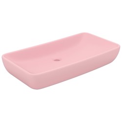 vidaXL Lavabo de lujo rectangular de cerámica rosa mate 71x38 cm