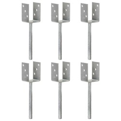 vidaXL Anclajes de valla 6 uds acero galvanizado plateado 7x6x30 cm