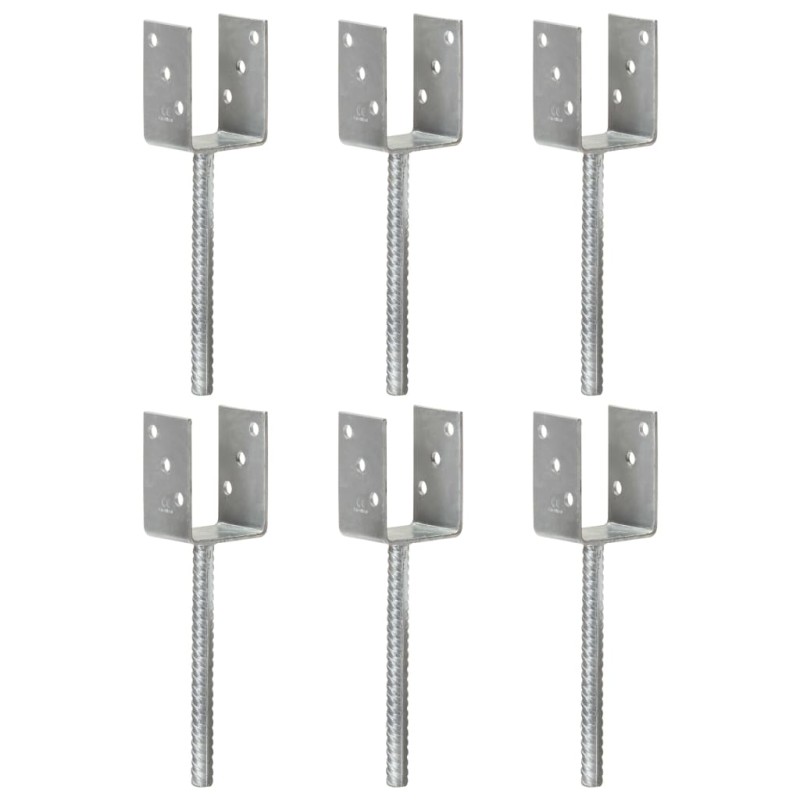 vidaXL Anclajes de valla 6 uds acero galvanizado plateado 7x6x30 cm vidaXL Anclajes de valla 6 uds acero galvanizado plateado 7x6x30 cm