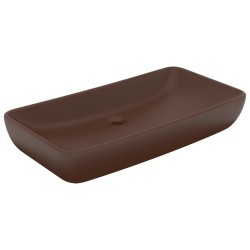 vidaXL Lavabo de lujo cerámica rectangular marrón oscuro mate 71x38 cm