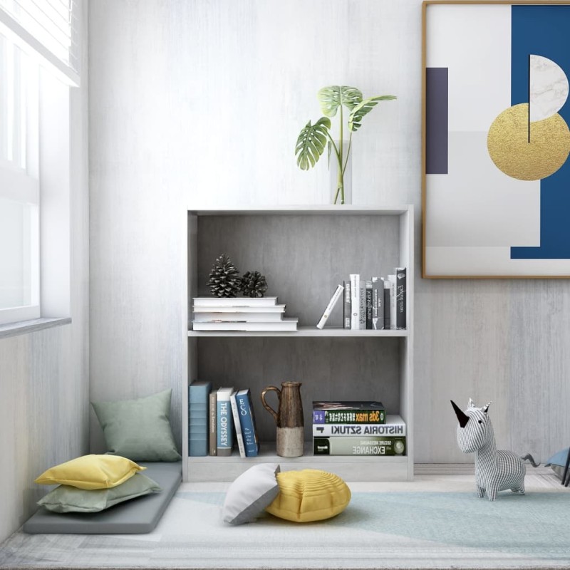 vidaXL Estantería de madera contrachapada gris hormigón 60x24x74,5 cm vidaXL Estantería de madera contrachapada gris hormigón 60x24x74,5 cm