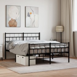 vidaXL Estructura de cama con cabecero y pie metal negro 120x190 cm