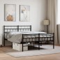 vidaXL Estructura de cama con cabecero y pie metal negro 120x190 cm