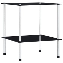 vidaXL Estantería de 2 niveles vidrio templado negro 40x40x47cm 