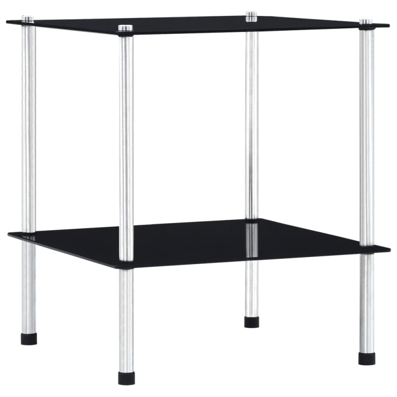 vidaXL Estantería de 2 niveles vidrio templado negro 40x40x47cm vidaXL Estantería de 2 niveles vidrio templado negro 40x40x47cm