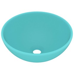 vidaXL Lavabo de lujo redondo cerámica verde claro mate 32,5x14 cm