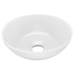 vidaXL Lavabo de cuarto de baño redondo cerámica blanco mate