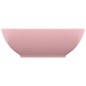 vidaXL Lavabo de lujo ovalado cerámica rosa mate 40x33 cm vidaXL Lavabo de lujo ovalado cerámica rosa mate 40x33 cm