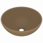 vidaXL Lavabo de lujo redondo cerámica crema mate 32,5x14 cm