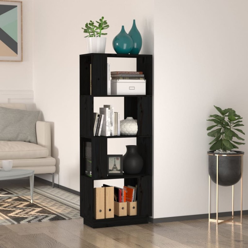 vidaXL Estantería/divisor de espacios madera pino negro 51x25x132 cm vidaXL Estantería/divisor de espacios madera pino negro 51x25x132 cm