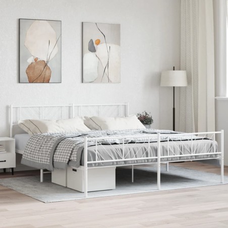 vidaXL Estructura cama metal con cabecero y pie cama blanco 183x213 cm