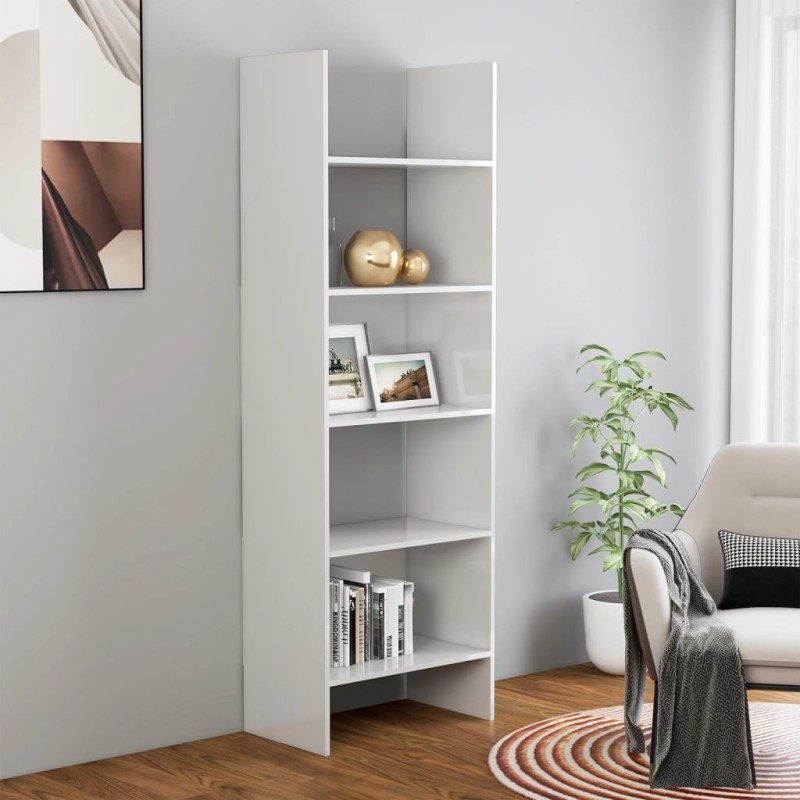 vidaXL Estantería madera contrachapada blanco brillante 60x35x180 cm vidaXL Estantería madera contrachapada blanco brillante 60x35x180 cm