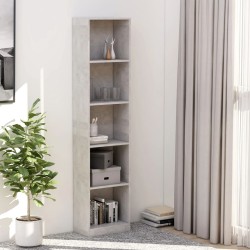 vidaXL Estantería de 5 niveles contrachapada gris hormigón 40x24x175cm