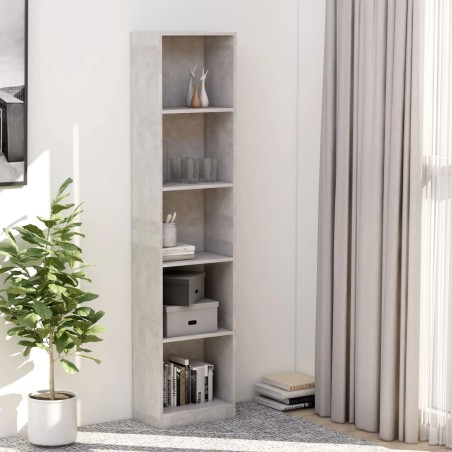 vidaXL Estantería de 5 niveles contrachapada gris hormigón 40x24x175cm