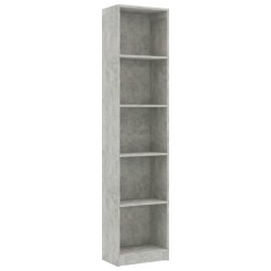 vidaXL Estantería de 5 niveles contrachapada gris hormigón 40x24x175cm