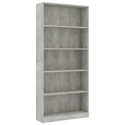 vidaXL Estantería de 5 niveles contrachapada gris hormigón 80x24x175cm