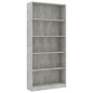 vidaXL Estantería de 5 niveles contrachapada gris hormigón 80x24x175cm