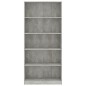 vidaXL Estantería de 5 niveles contrachapada gris hormigón 80x24x175cm