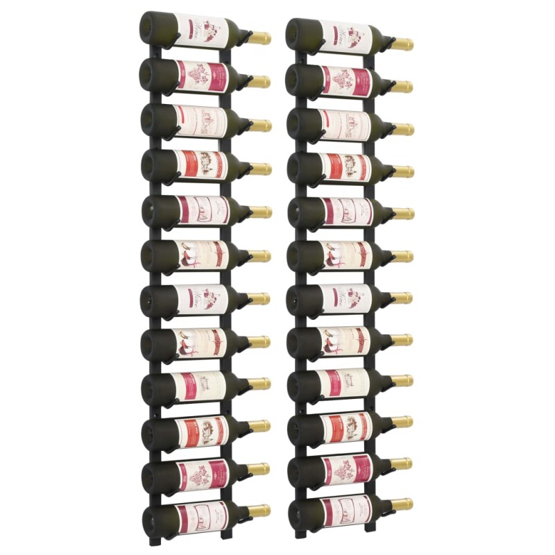 vidaXL Botelleros de pared para 12 botellas hierro negro 2 unidades vidaXL Botelleros de pared para 12 botellas hierro negro 2 unidades