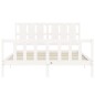 vidaXL Estructura de cama con cabecero madera maciza blanco 160x200 cm vidaXL Estructura de cama con cabecero madera maciza blanco 160x200 cm