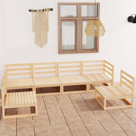vidaXL Juego de muebles de jardín 6 piezas madera maciza de pino