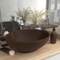 vidaXL Lavabo de lujo ovalado cerámica marrón oscuro mate 40x33 cm vidaXL Lavabo de lujo ovalado cerámica marrón oscuro mate 40x33 cm