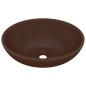 vidaXL Lavabo de lujo ovalado cerámica marrón oscuro mate 40x33 cm vidaXL Lavabo de lujo ovalado cerámica marrón oscuro mate 40x33 cm