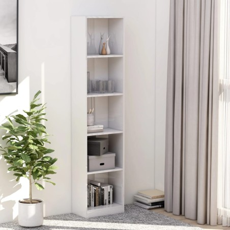 vidaXL Estantería de 5 niveles contrachapada blanco brillo 40x24x175cm