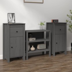vidaXL Aparadores 2 uds madera maciza de pino gris 40x35x80 cm