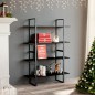 vidaXL Estantería de 4 niveles madera contrachapada negro 100x30x140cm vidaXL Estantería de 4 niveles madera contrachapada negro 100x30x140cm