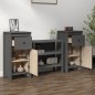 vidaXL Aparadores 2 uds madera maciza de pino gris 40x35x80 cm vidaXL Aparadores 2 uds madera maciza de pino gris 40x35x80 cm