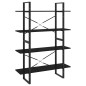 vidaXL Estantería de 4 niveles madera contrachapada negro 100x30x140cm vidaXL Estantería de 4 niveles madera contrachapada negro 100x30x140cm