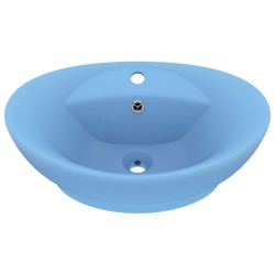 vidaXL Lavabo lujoso con rebosadero cerámica azul claro 58,5x39 cm