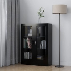 vidaXL Vitrina de madera contrachapada negro 82,5x30,5x115 cm