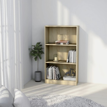 vidaXL Estantería de 3 niveles madera contrachapada Sonoma 60x24x109cm