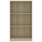 vidaXL Estantería de 3 niveles madera contrachapada Sonoma 60x24x109cm vidaXL Estantería de 3 niveles madera contrachapada Sonoma 60x24x109cm