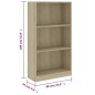 vidaXL Estantería de 3 niveles madera contrachapada Sonoma 60x24x109cm vidaXL Estantería de 3 niveles madera contrachapada Sonoma 60x24x109cm