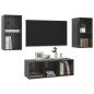 vidaXL Muebles de salón 3 piezas madera de ingeniería gris con brillo