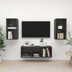 vidaXL Juego de muebles de salón 3 piezas madera de ingeniería gris