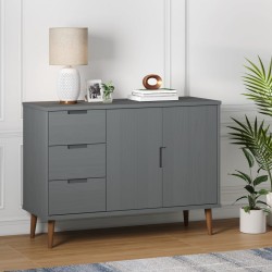 vidaXL Aparador MOLDE madera maciza de pino gris 113x40x80 cm
