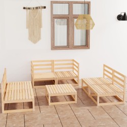 vidaXL Juego de muebles de jardín 7 piezas madera maciza de pino