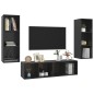 vidaXL Muebles de salón 3 piezas madera de ingeniería negro con brillo vidaXL Muebles de salón 3 piezas madera de ingeniería negro con brillo