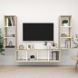 vidaXL Muebles de salón 3 pzas madera ingeniería blanco y roble Sonoma
