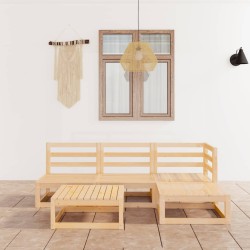 vidaXL Juego de muebles de jardín 5 piezas madera maciza de pino