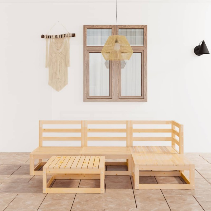 vidaXL Juego de muebles de jardín 5 piezas madera maciza de pino vidaXL Juego de muebles de jardín 5 piezas madera maciza de pino