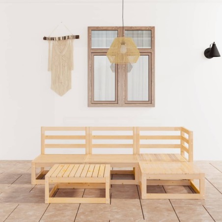 vidaXL Juego de muebles de jardín 5 piezas madera maciza de pino
