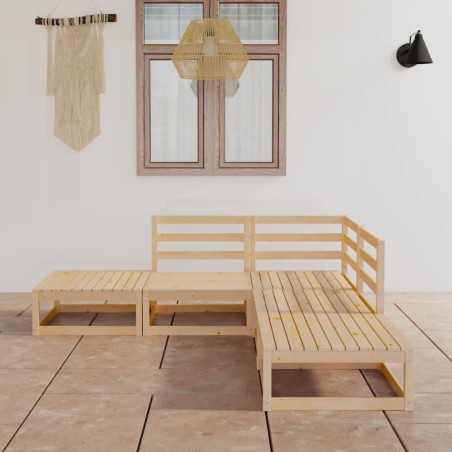 vidaXL Juego de muebles de jardín 5 piezas madera maciza de pino