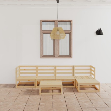 vidaXL Juego de muebles de jardín 6 piezas madera maciza de pino